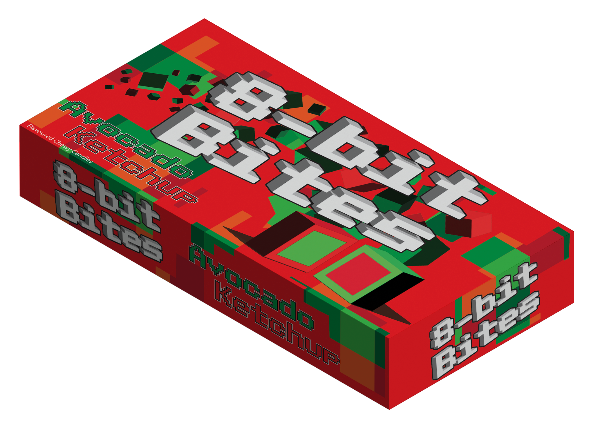 A 3D mockup of the red package.